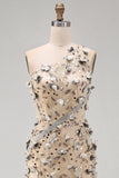 Sparkly Apricot Floral Long Beaded Mermaid Mother of the Bride Dress