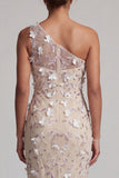 Sparkly Apricot Floral Long Beaded Mermaid Mother of the Bride Dress