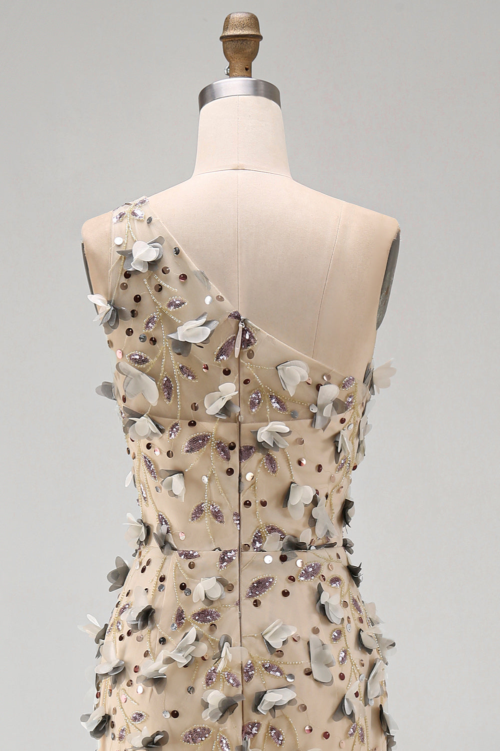 Sparkly Apricot Floral Long Beaded Mermaid Mother of the Bride Dress