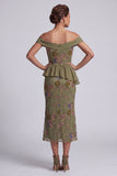 Olive Long Floral Mermaid Beaded Mother of the Bride Dress with Ruffles