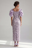Sparkly Lilac Long Beaded Sheath Mother of the Bride Dress