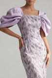 Sparkly Lilac Long Beaded Sheath Mother of the Bride Dress