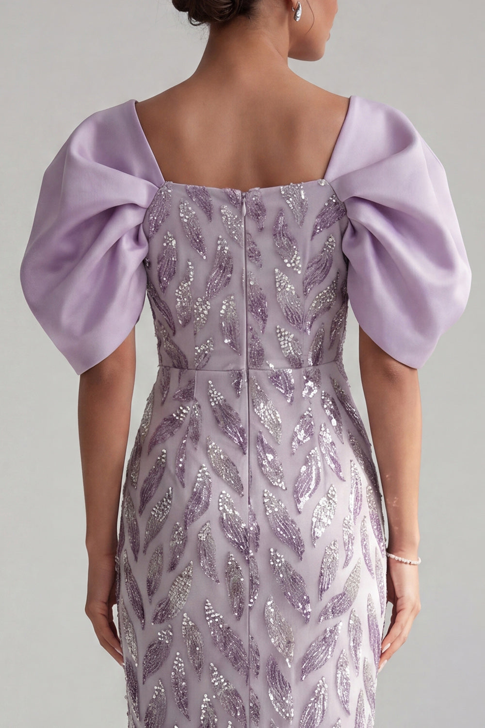 Sparkly Lilac Long Beaded Sheath Mother of the Bride Dress