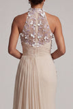 Beaded Mermaid Apricot Floral Long Mother of the Bride Dress with Side Cape
