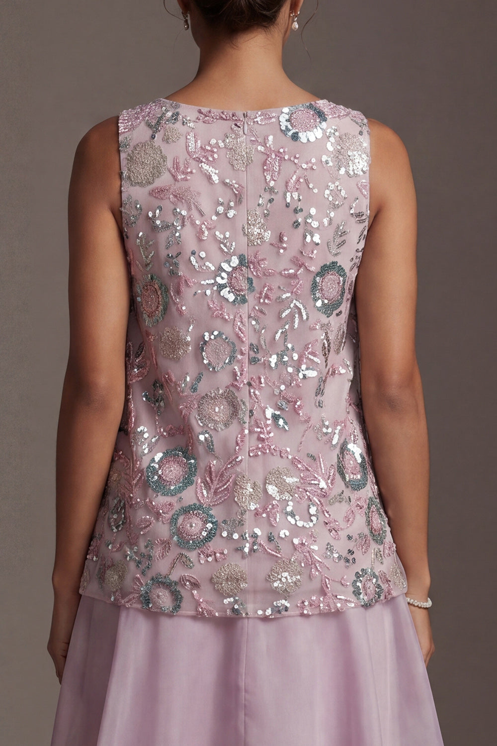Sparkly Lilac Long Beaded A Line Mother of the Bride Dress with Ruffles