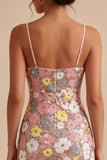 Sparkly Pink Floral Tight Short Spaghetti Straps Sequin Homecoming Dress