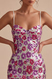 Floral Sparkly Silver Tight Short Sequin Spaghetti Straps Homecoming Dress