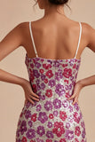 Floral Sparkly Silver Tight Short Sequin Spaghetti Straps Homecoming Dress