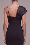 Long Spaghetti Straps Mermaid Black Tie Dress with Bow