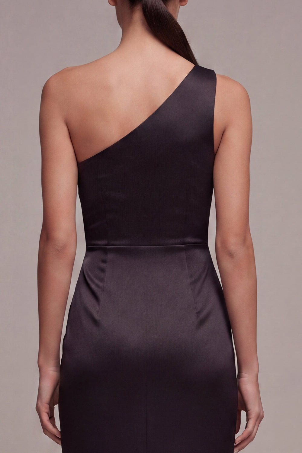 Long One Shoulder Mermaid Black Tie Dress with Slit