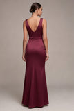 Burgundy Corset Mermaid Long Formal Dress with Slit
