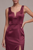 Burgundy Corset Mermaid Long Formal Dress with Slit