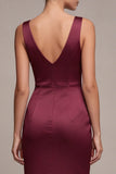 Burgundy Corset Mermaid Long Formal Dress with Slit