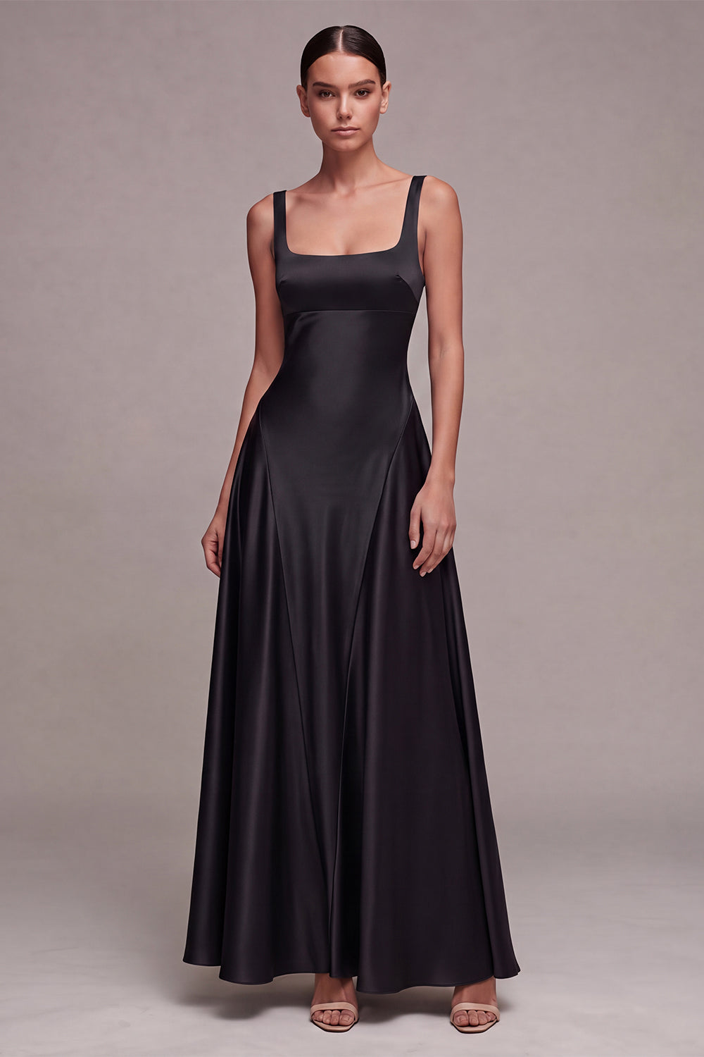 Square Neck Plum A Line Long Formal Dress