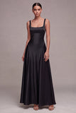 Square Neck Plum A Line Long Formal Dress