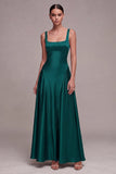 Square Neck Plum A Line Long Formal Dress