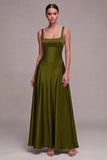 Square Neck Plum A Line Long Formal Dress