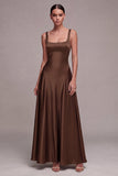 Square Neck Plum A Line Long Formal Dress