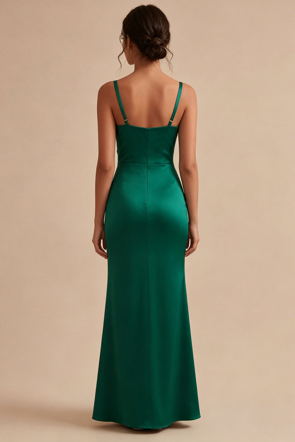 Dark Green Thick Straps Ruched Long Mermaid Formal Dress