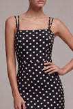 Black and White Mermaid Spaghetti Straps Maxi Polka Dots Dress
