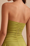 Olive Strapless Asymmetrical Ruched A Line Graduation Dress