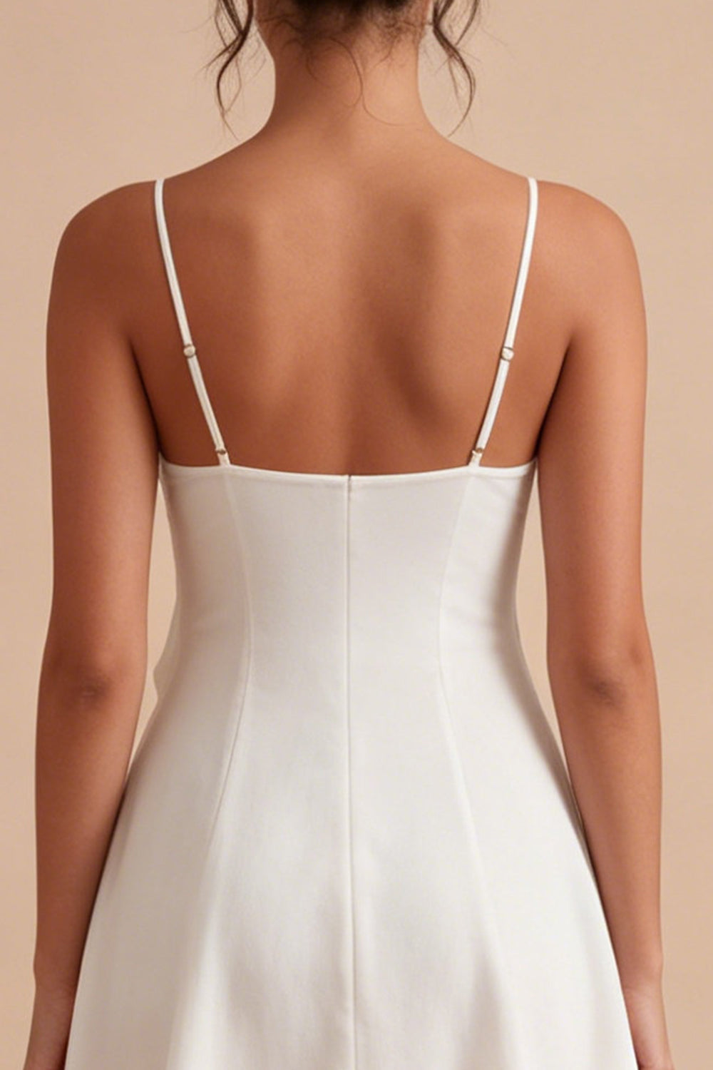 White Spaghetti Straps Short A Line Graduation Dress with Ruffles