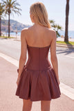 Mint Satin Beaded A-Line Short Homecoming Dress with Bow