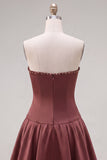 Mint Satin Beaded A-Line Short Homecoming Dress with Bow