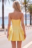 Mint Satin Beaded A-Line Short Homecoming Dress with Bow