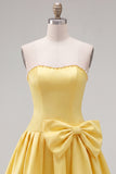 Mint Satin Beaded A-Line Short Homecoming Dress with Bow