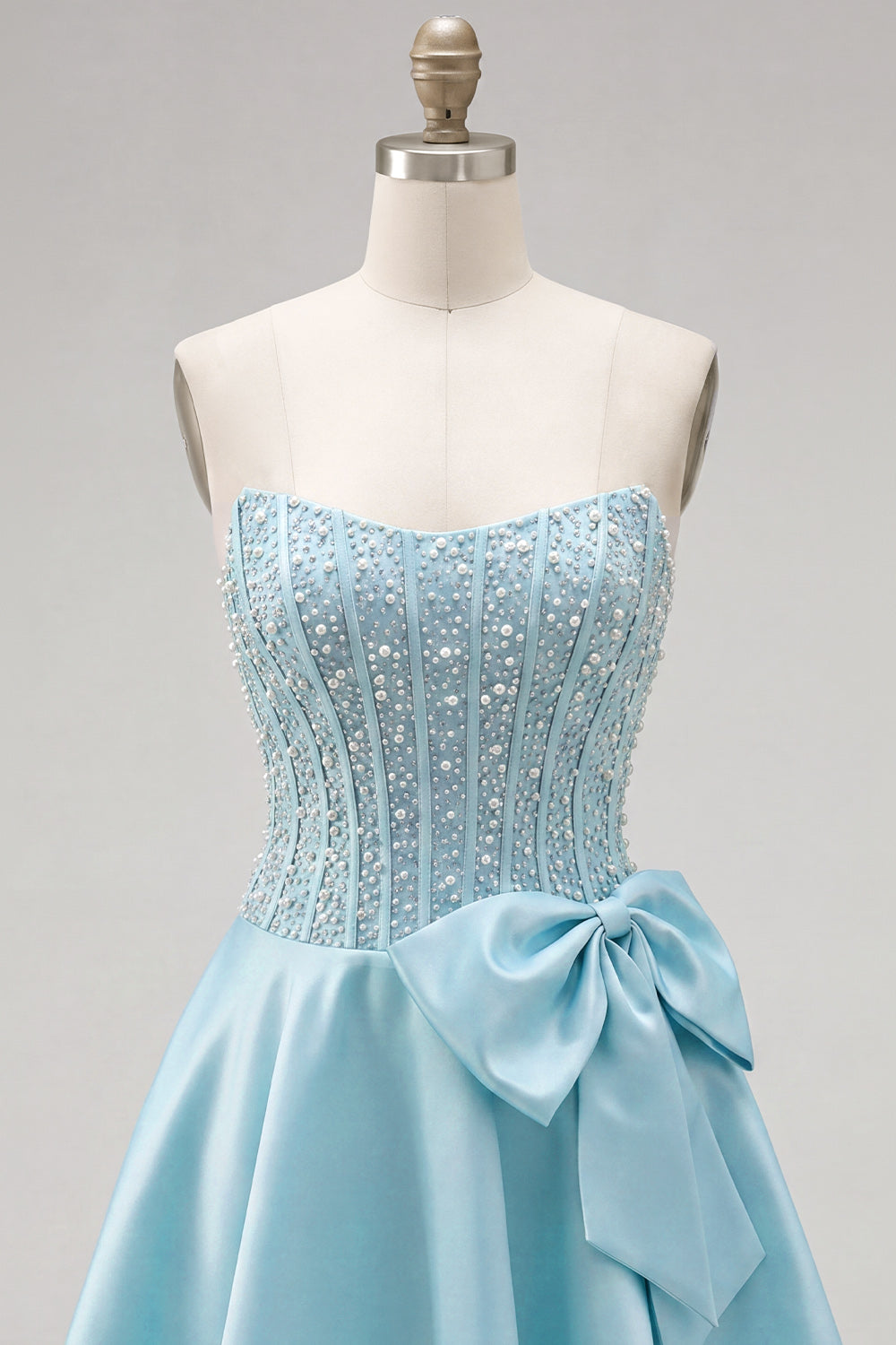 Sparkly Yellow Beaded Corset A-Line Short Homecoming Dress with Bow