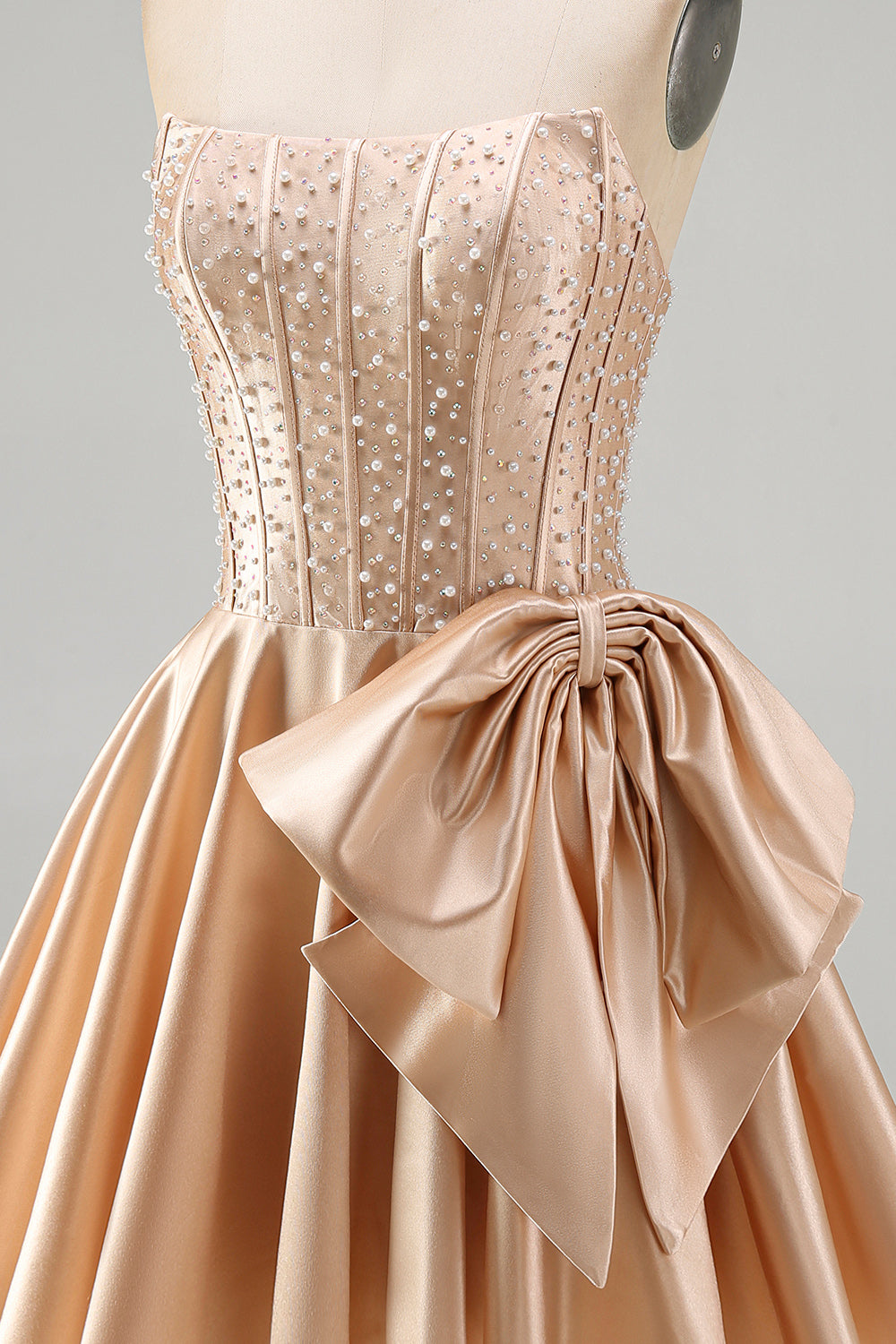 Sparkly Yellow Beaded Corset A-Line Short Homecoming Dress with Bow