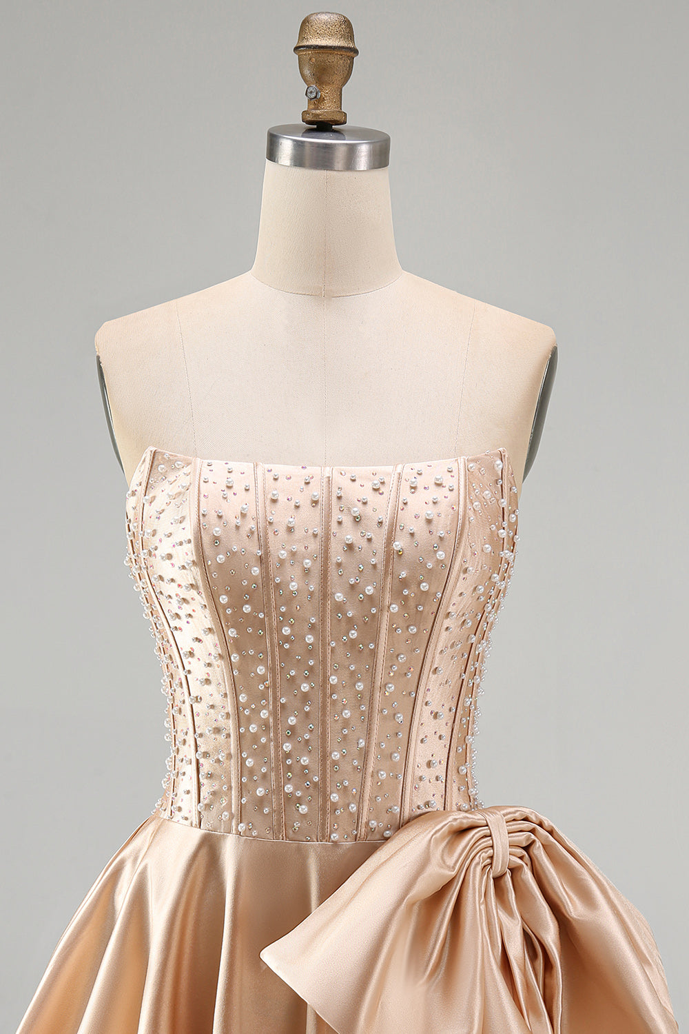 Sparkly Yellow Beaded Corset A-Line Short Homecoming Dress with Bow