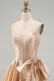 Sparkly Yellow Beaded Corset A-Line Short Homecoming Dress with Bow