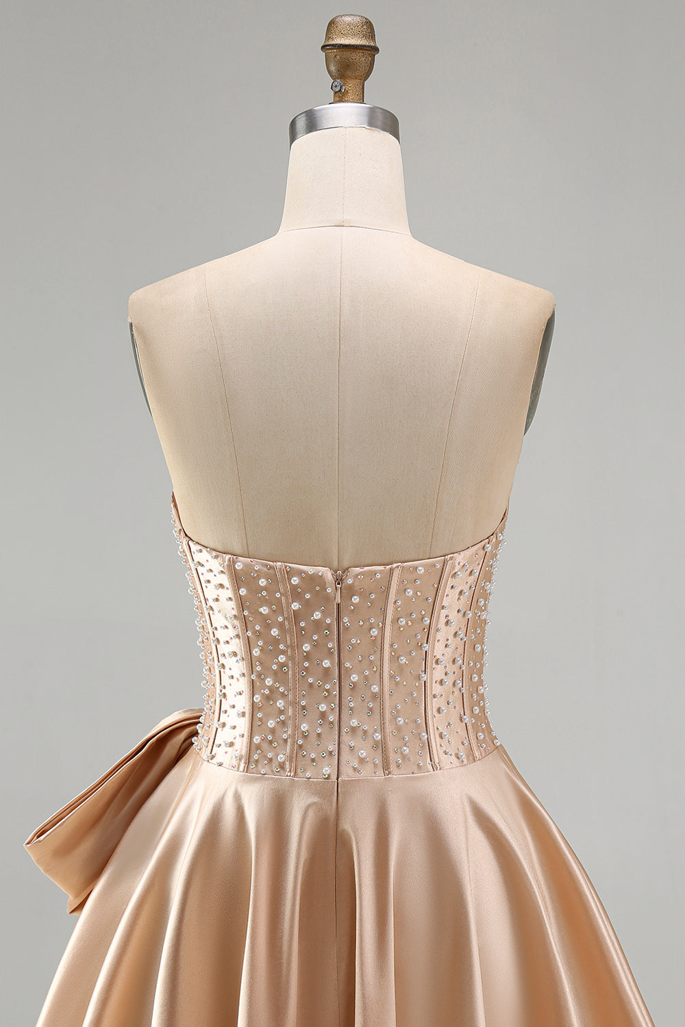 Sparkly Yellow Beaded Corset A-Line Short Homecoming Dress with Bow