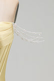 Yellow Corset Tight Off the Shoulder Short Pearl Homecoming Dress with Beading