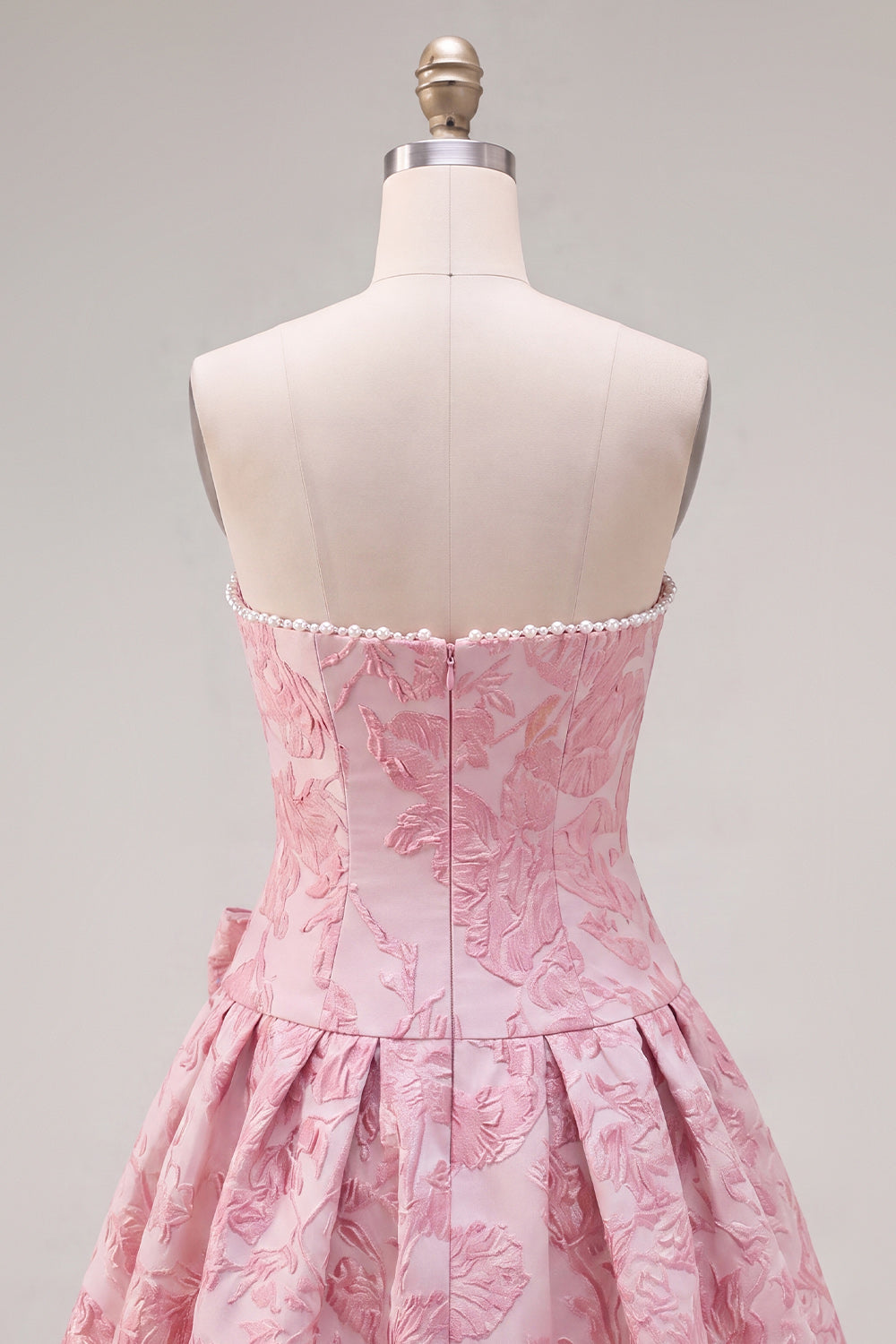 Floral Purple Jacquard A-Line Short Homecoming Dress with Bow