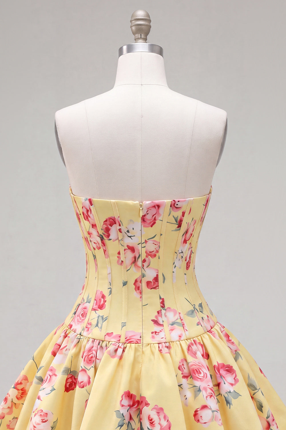 Floral Blue Satin Sweetheart Corset A-Line Short Homecoming Dress