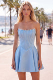Fuchsia Corset Satin A-Line Short Homecoming Dress with Beading