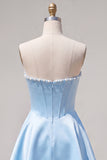 Fuchsia Corset Satin A-Line Short Homecoming Dress with Beading