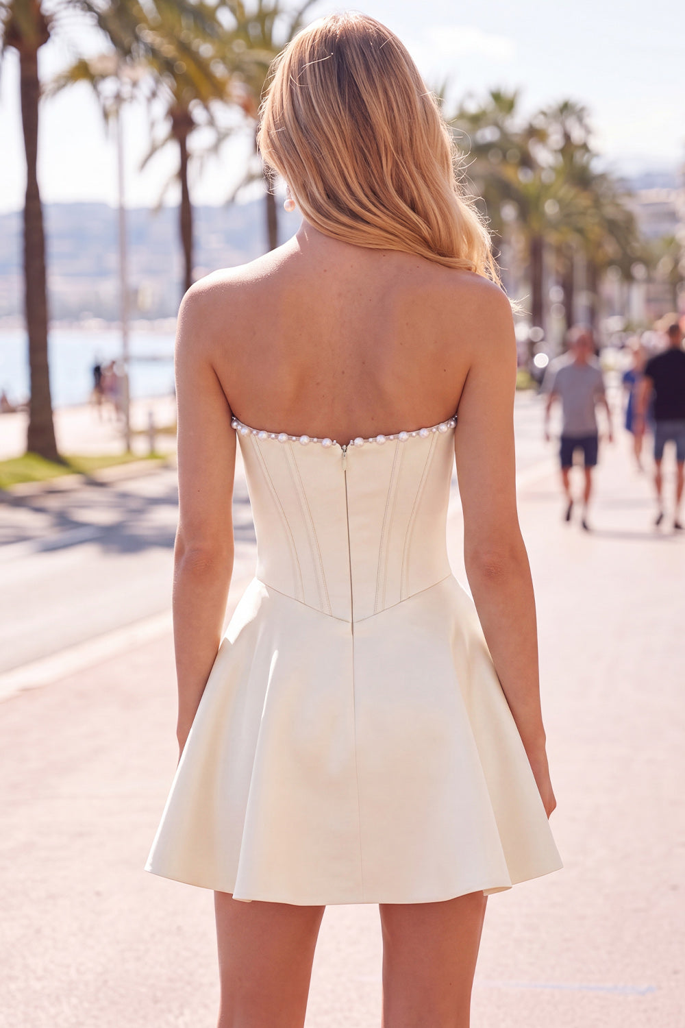 Fuchsia Corset Satin A-Line Short Homecoming Dress with Beading