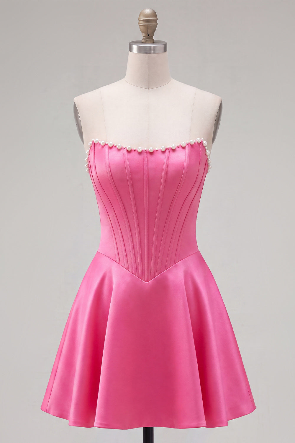 Fuchsia Corset Satin A-Line Short Homecoming Dress with Beading