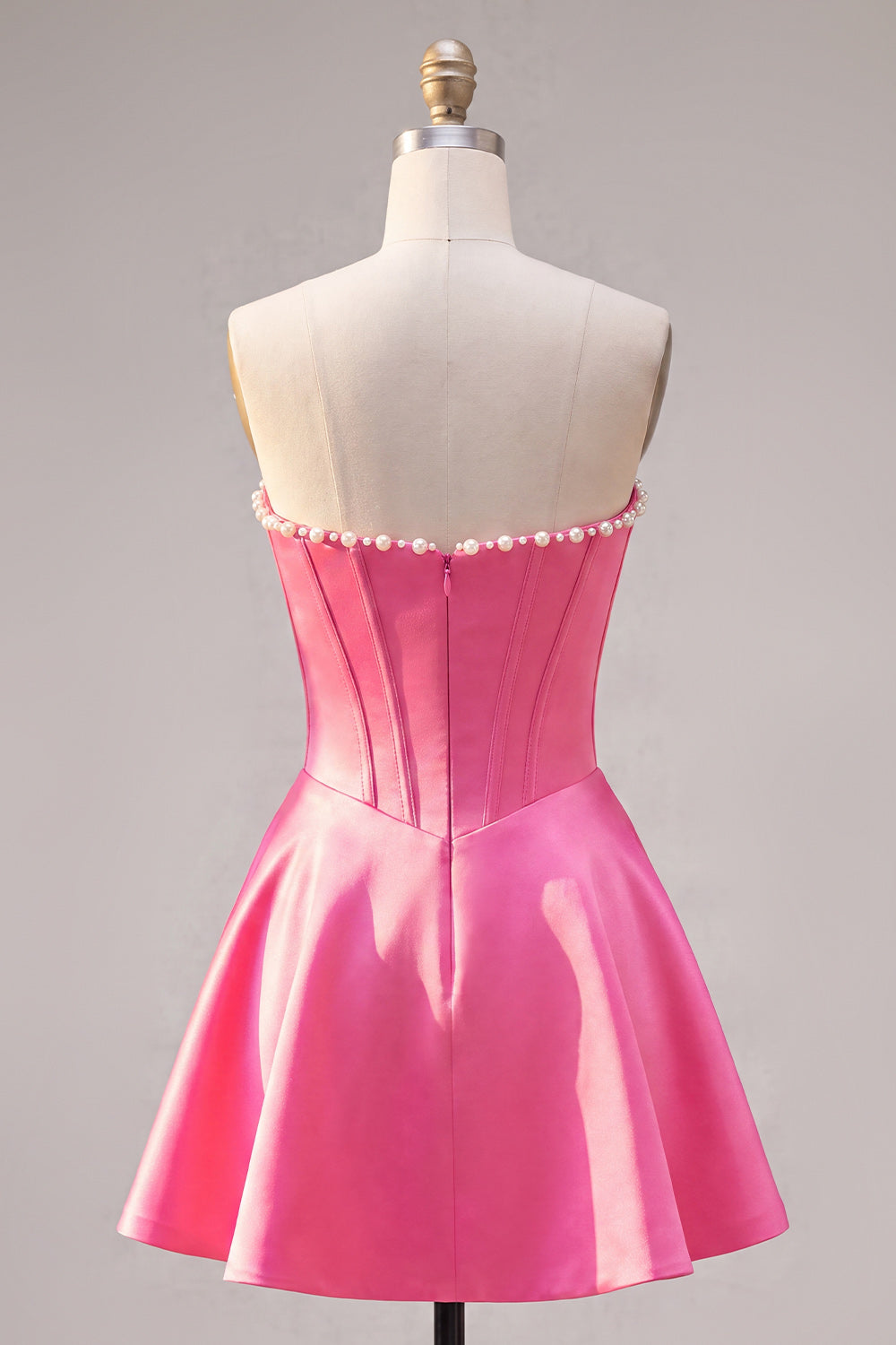 Fuchsia Corset Satin A-Line Short Homecoming Dress with Beading