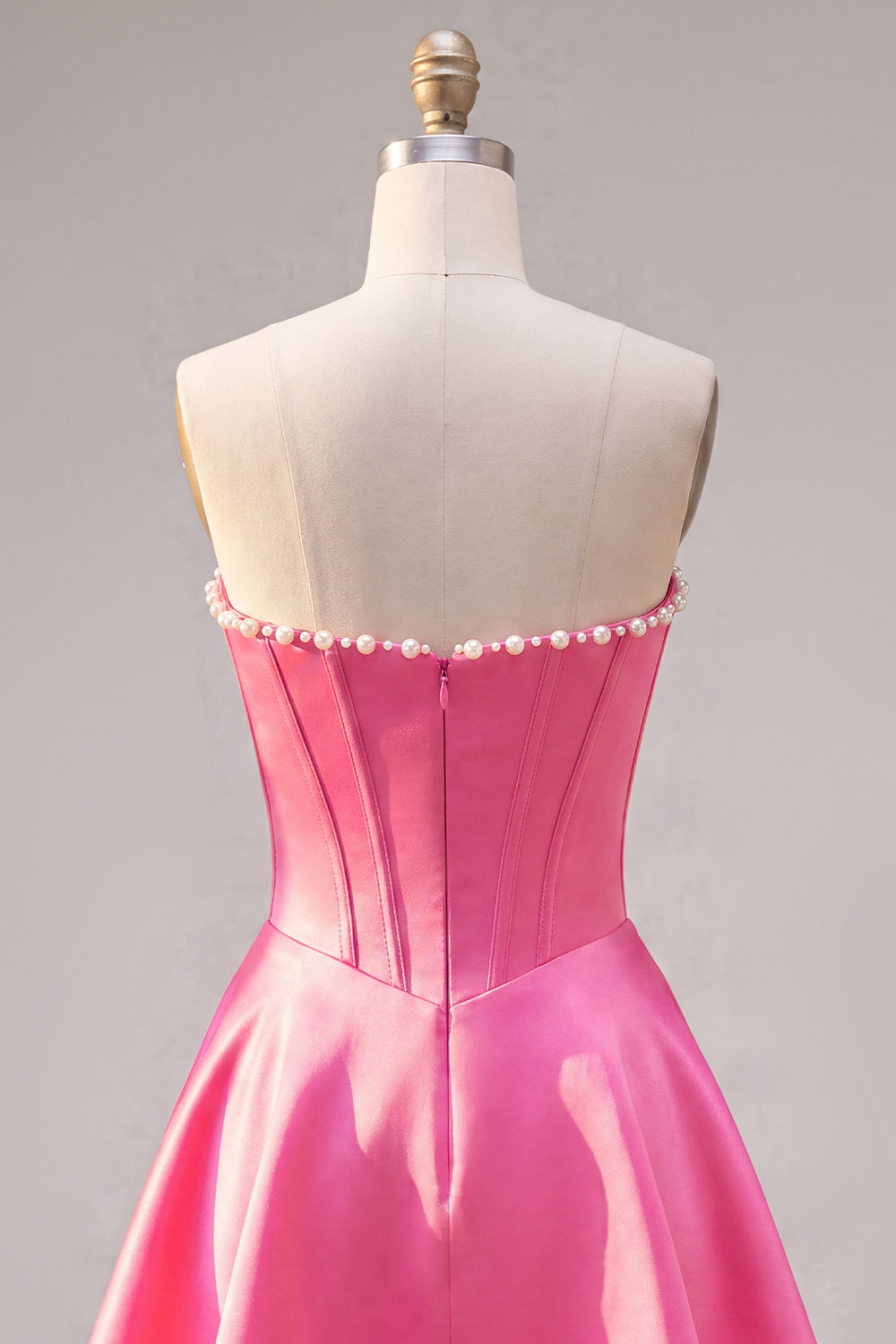 Fuchsia Corset Satin A-Line Short Homecoming Dress with Beading
