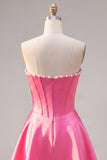 Fuchsia Corset Satin A-Line Short Homecoming Dress with Beading
