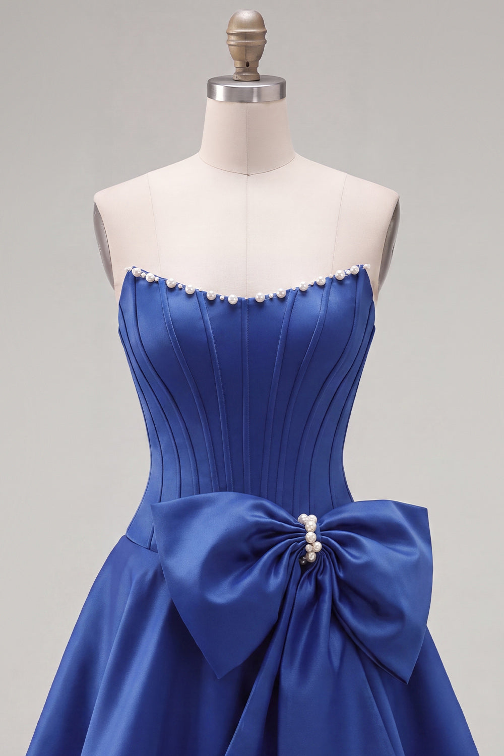 Peach Pink Corset Satin A-Line Short Homecoming Dress with Bow
