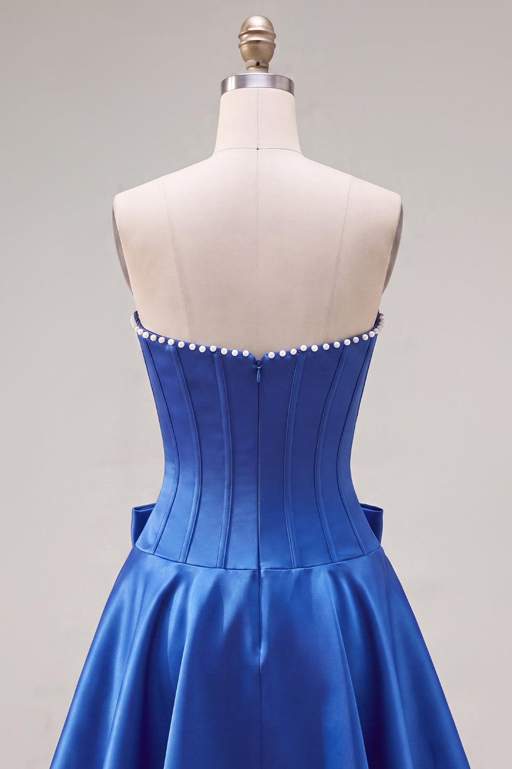 Peach Pink Corset Satin A-Line Short Homecoming Dress with Bow
