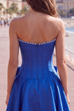 Peach Pink Corset Satin A-Line Short Homecoming Dress with Bow