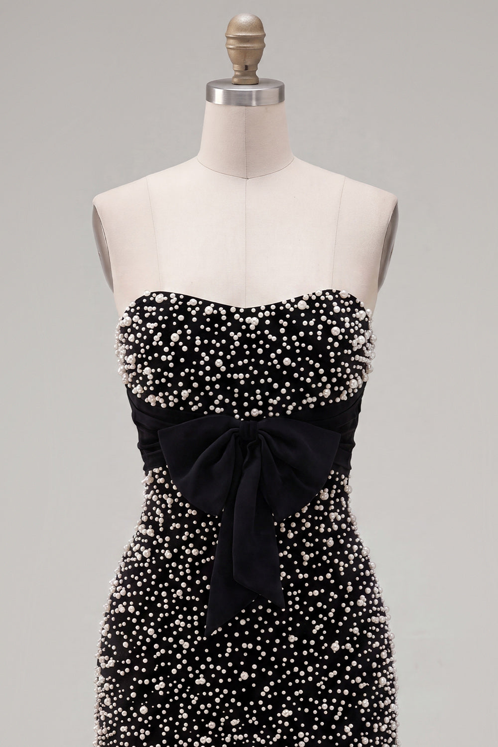 Sparkly Black Beaded Ruffled Tight Short Homecoming Dress with Bow