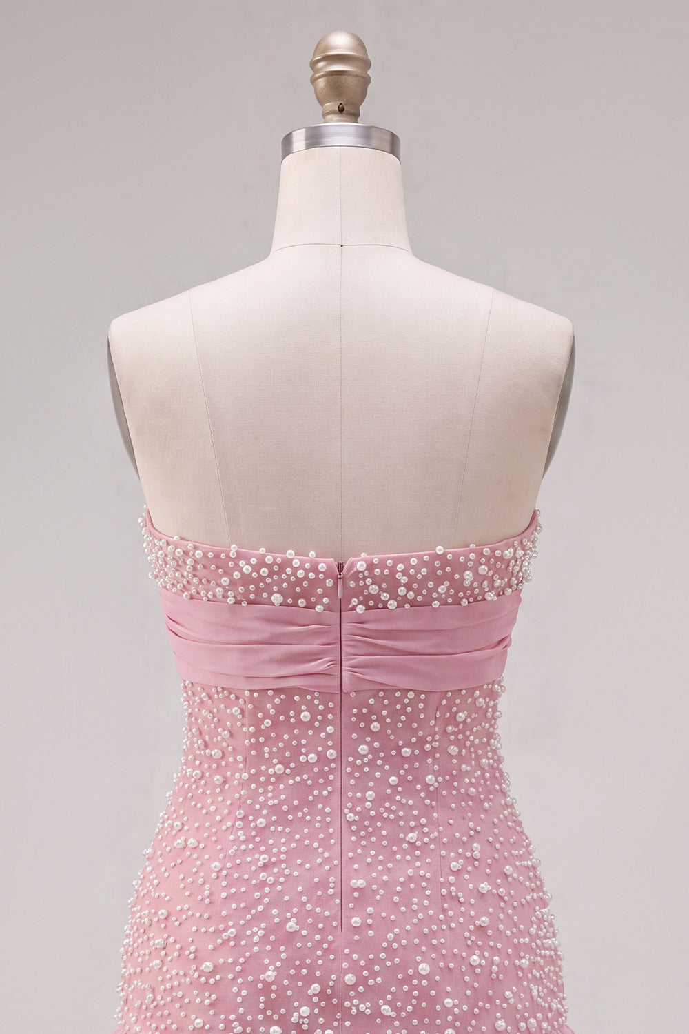 Sparkly Pink Beaded Ruffled Tight Short Homecoming Dress with Bow